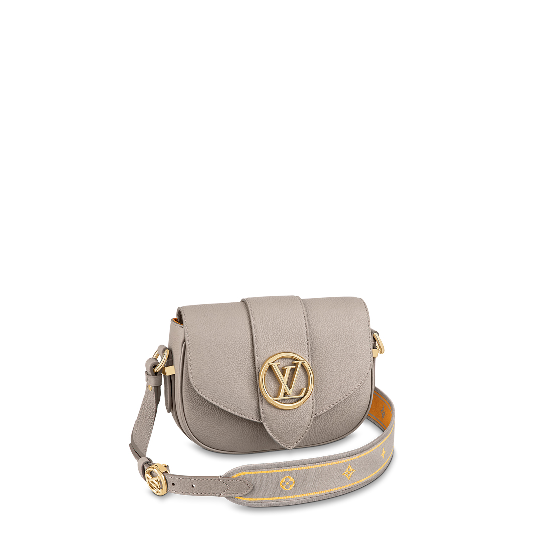 Louis Vuitton LV PONT 9 SOFT PM Grained Leather Shoudler Bag M58728 Grey